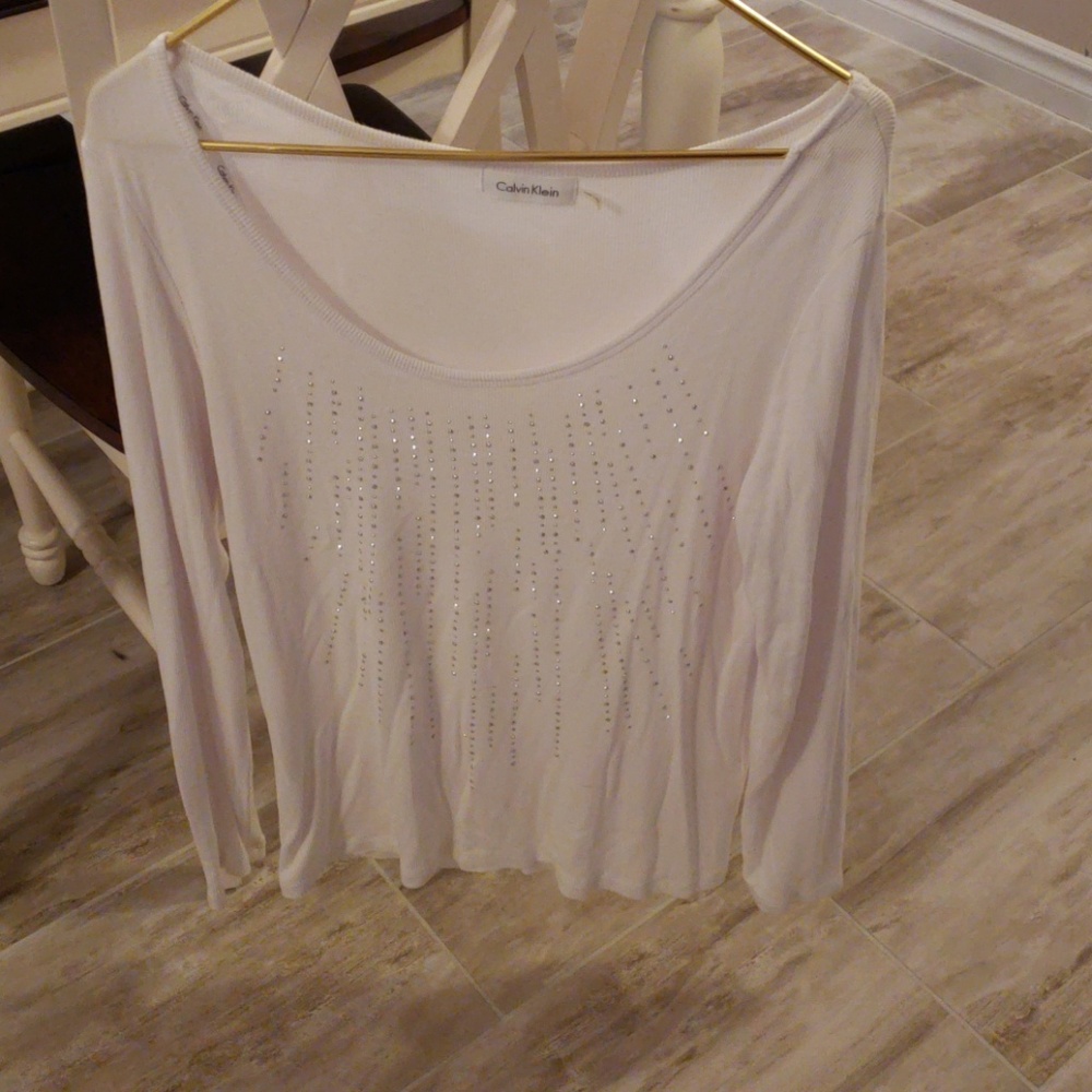 White Calvin Klein Long Sleve Shirt
